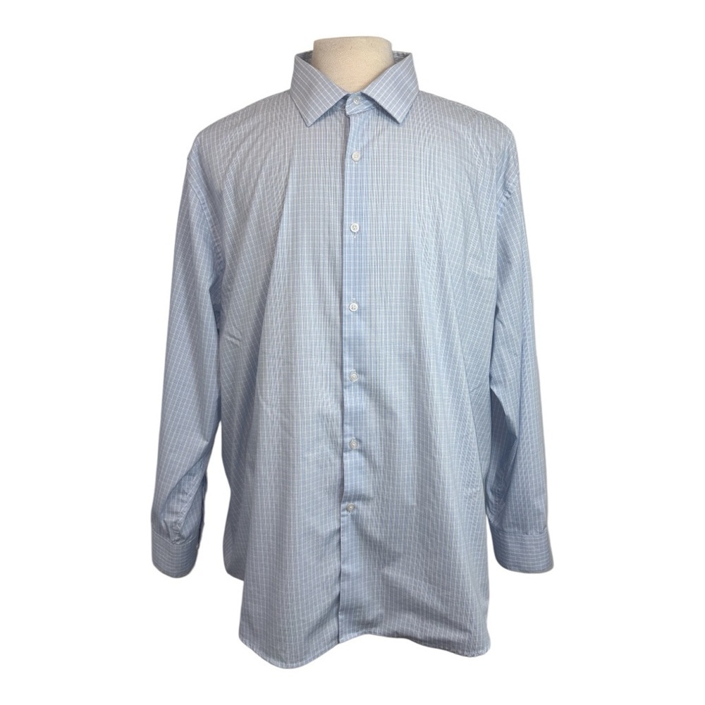 Architect Regular Fit Men's 2XL Blue Check Dress Shirt Long Sleeve 18-18.5 34/35